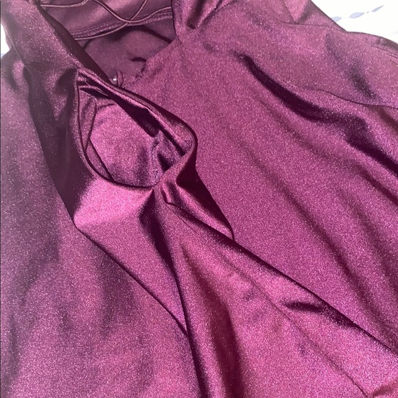 City Studio Dark Purple High Low Wrap Dress - Picture 5 of 7